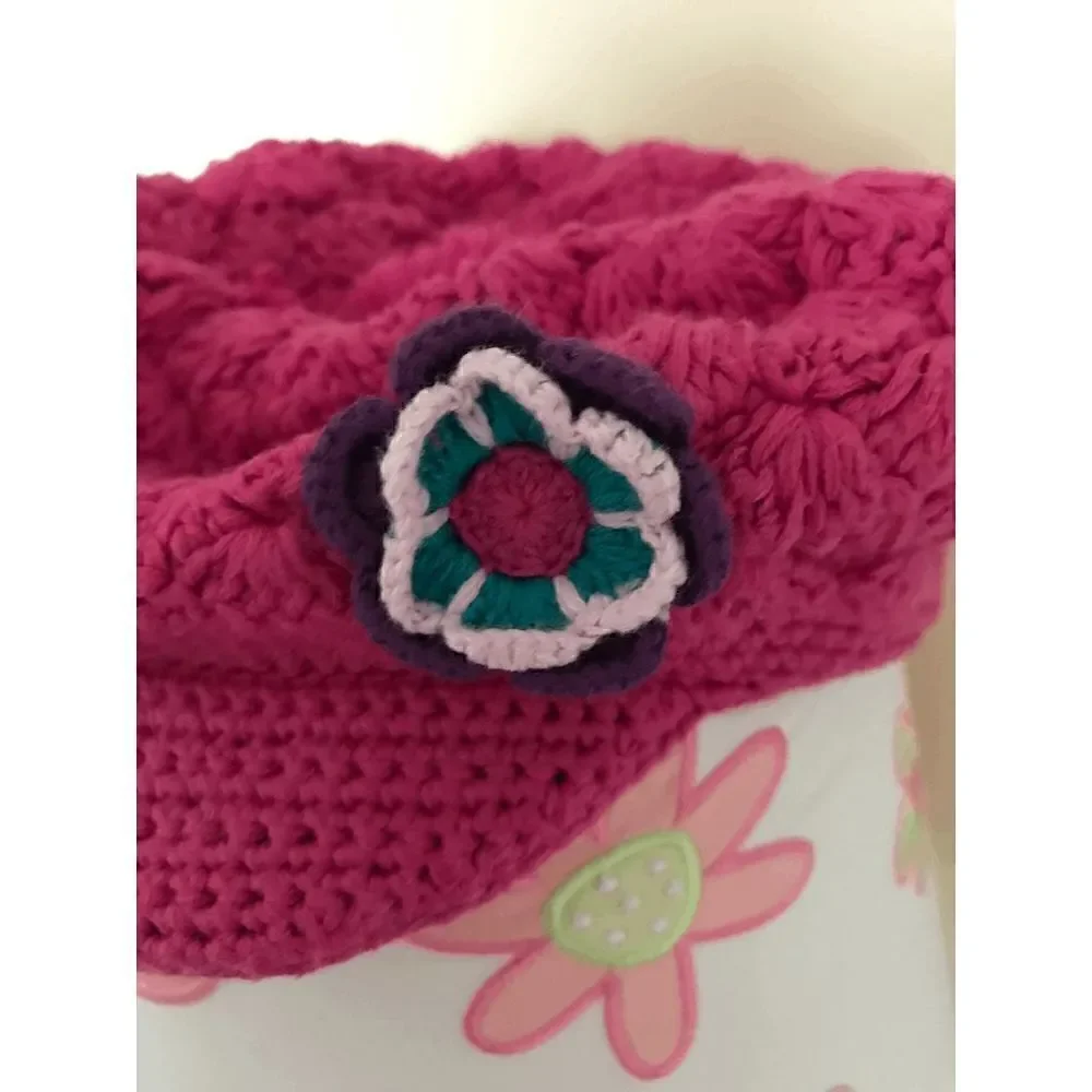 Hanna Andersson Girls Handmade Crochet Knit Bucket Hat Medium 100% Cotton